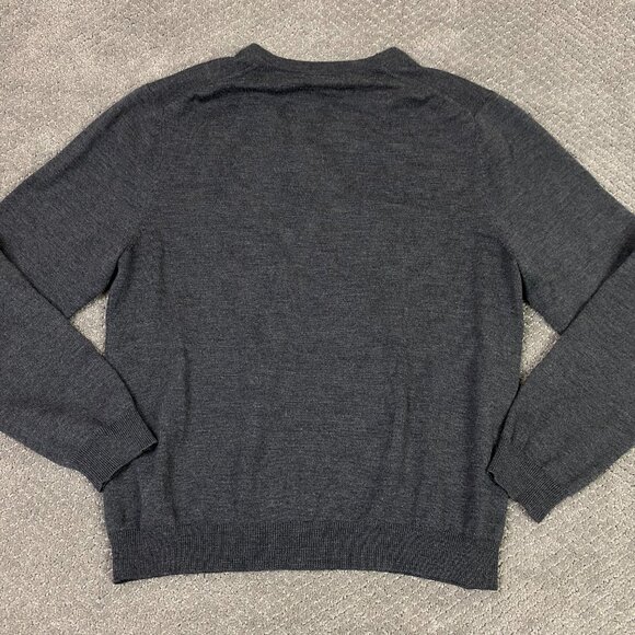 Brooks Brothers 346 Merino Wool Blend Sweater Men's Large Gray V-Neck Stretch - Picture 3 of 7